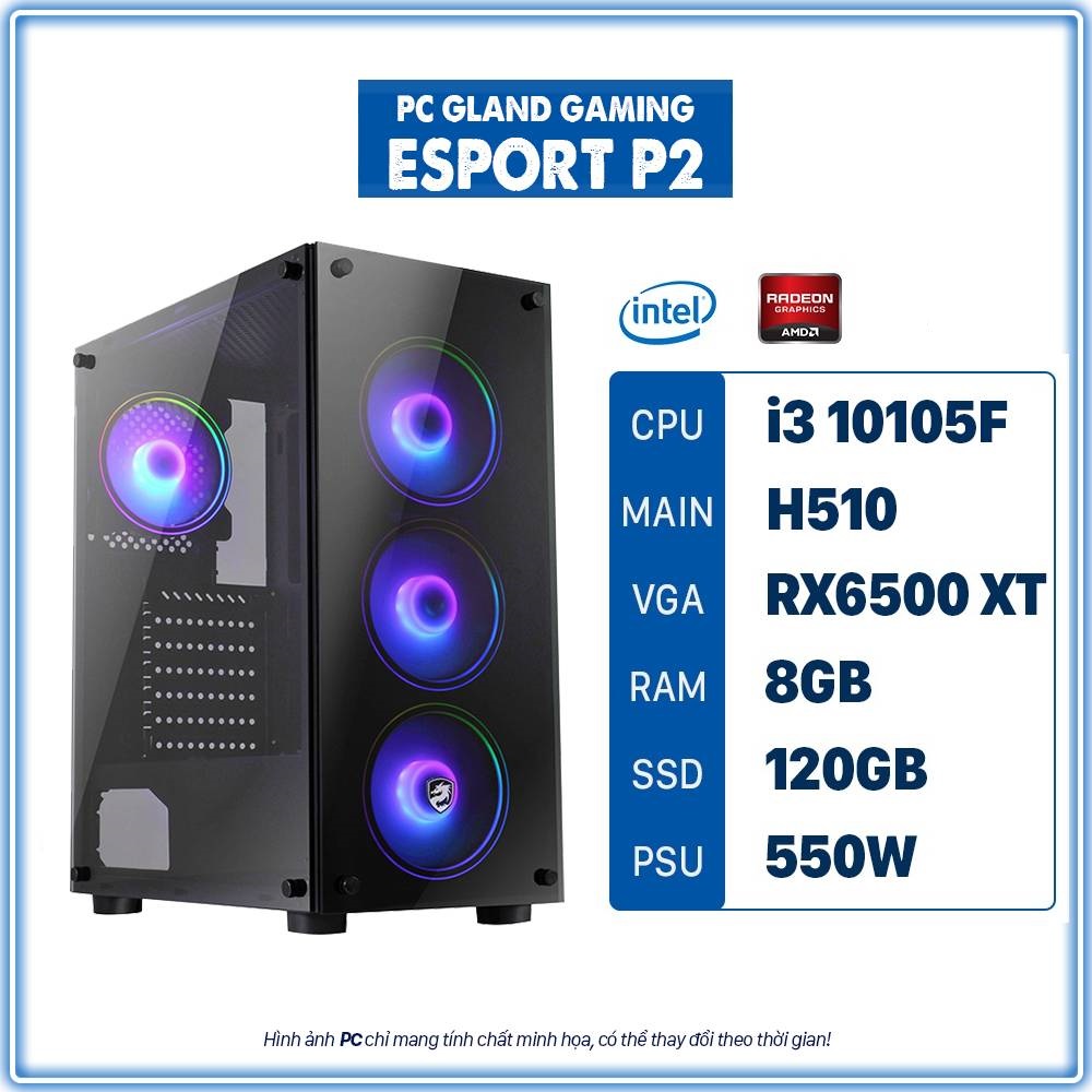 PC GLAND GAMING ESPORT P2 (Core i3/H510/RAM 8GB/6500XT/120 SSD)