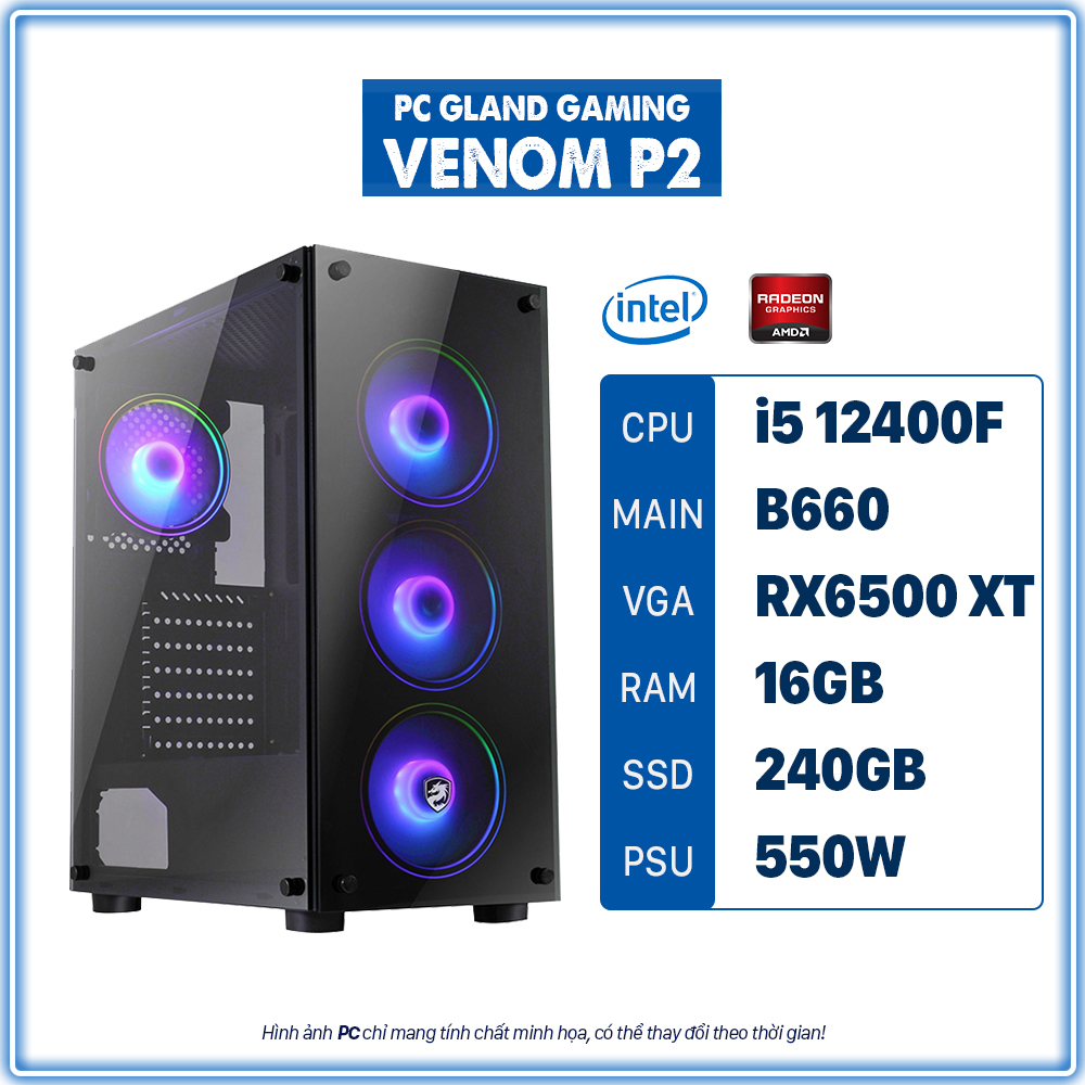 PC GLAND GAMING VENOM P2 (Core i5/B660/RAM 16GB/RX 6600 XT/240 SSD)