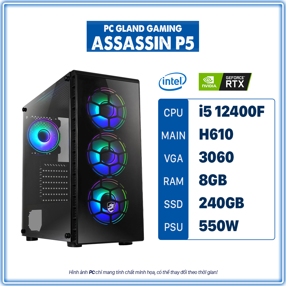 PC GL G-ASSASSIN P5 I5 12400F + VGA RTX 3060