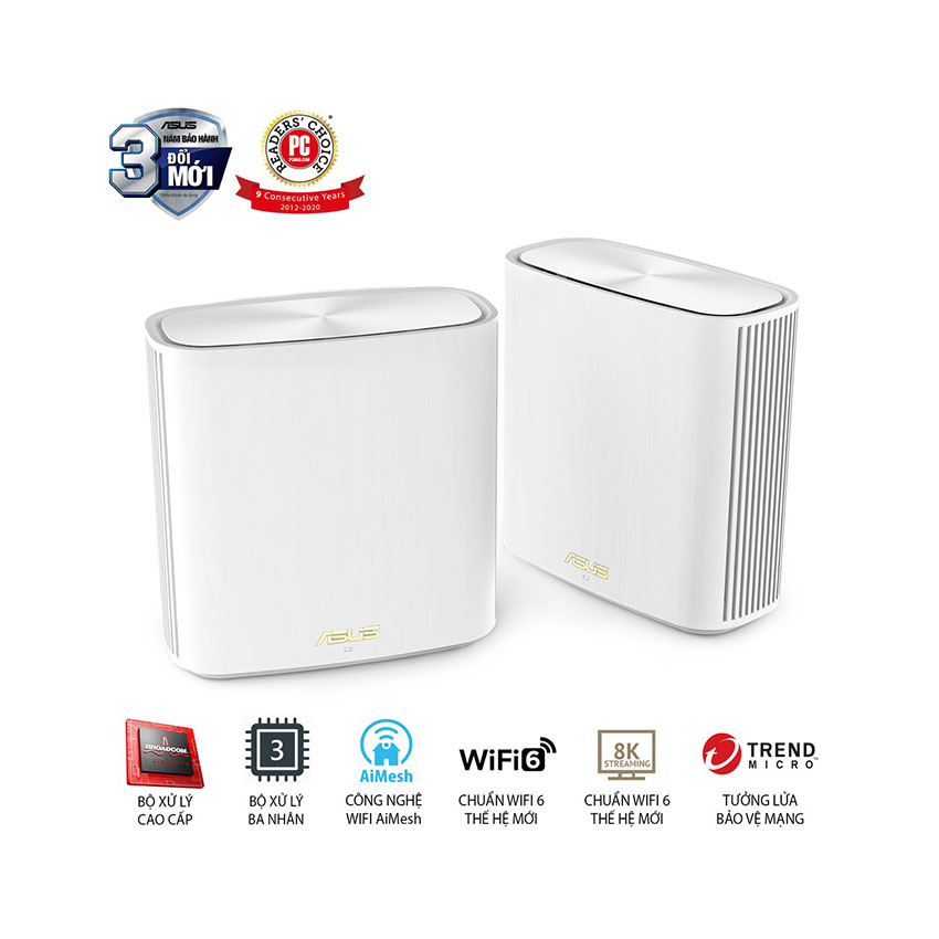 Router ASUS XD6 (W-2-PK) Mesh wifi 6, Chuẩn AX5400
