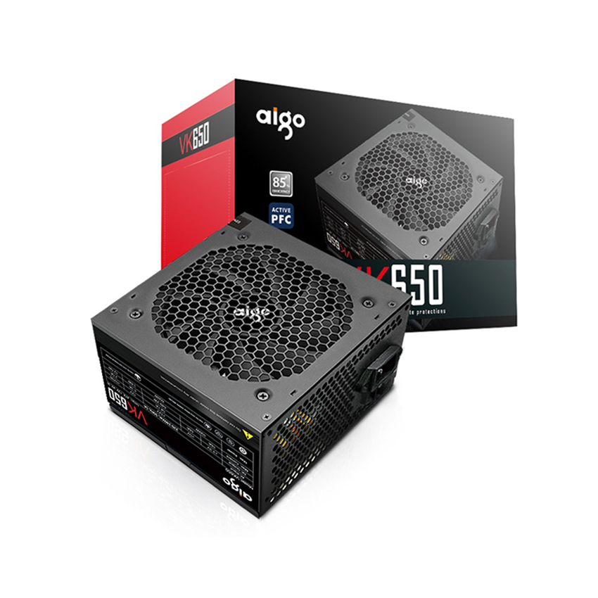 Nguồn máy tính AIGO VK650 - 650W (80 Plus/ Active PFC/ Single Rail)