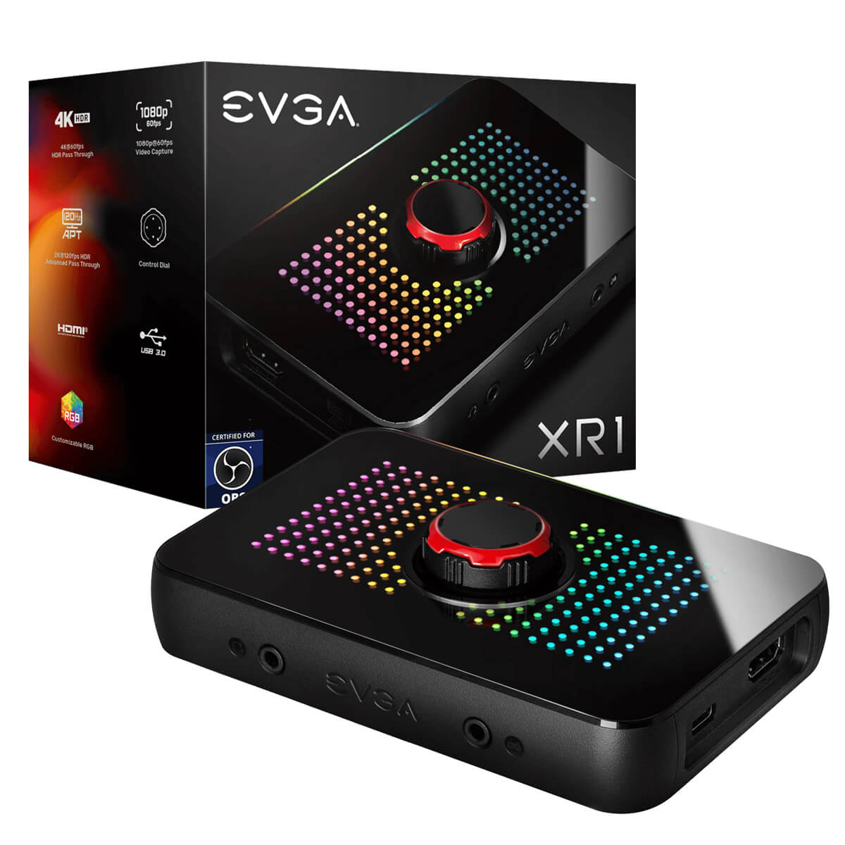 Capture card EVGA XR1 Capture Device – Certified for OBS – USB 3.0 – 4K Pass Through – ARGB – Audio Mixer