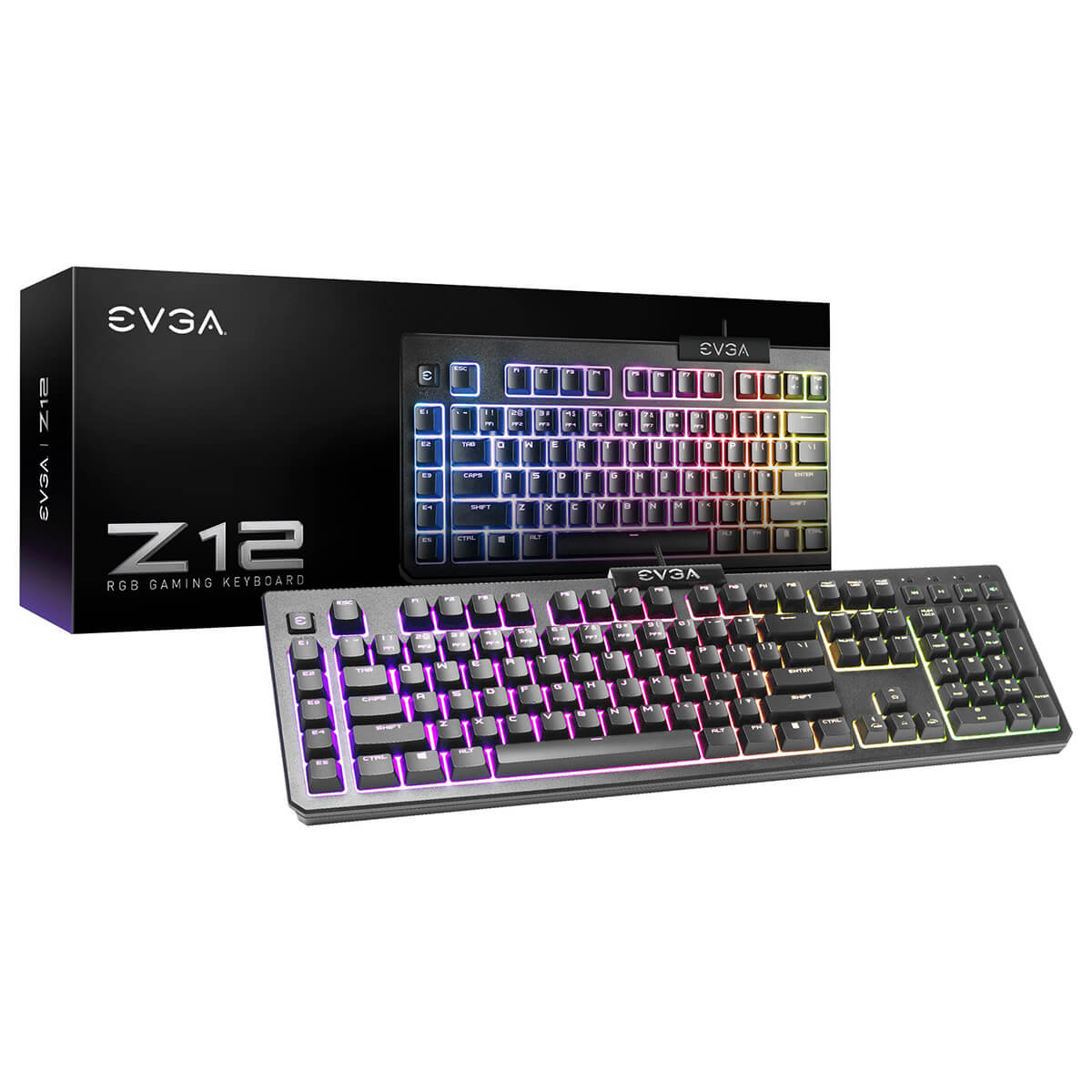 Bàn phím cơ EVGA Z12 – RGB Gaming Keyboard – RGB Backlit LED – 5 Programmable Macro Keys – Dedicated Media Keys – Water Resistant
