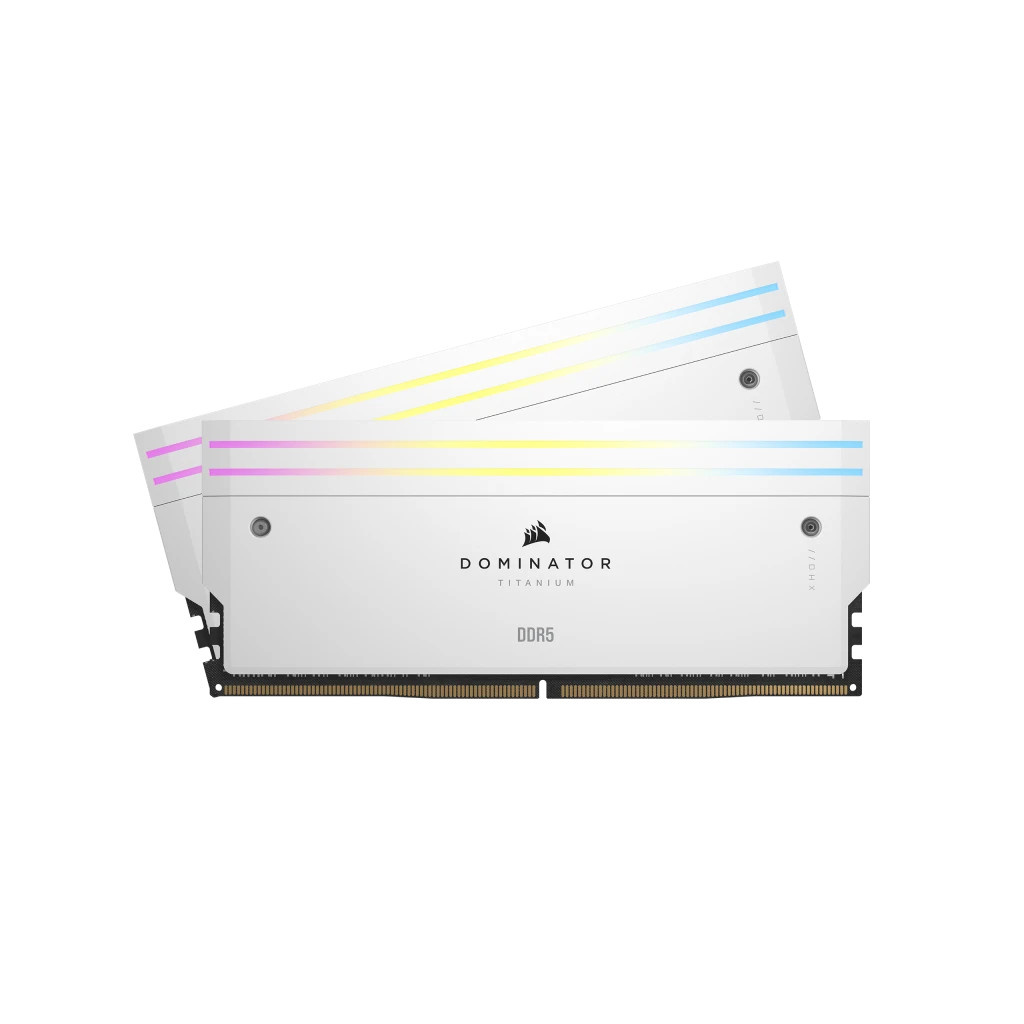 Ram CORSAIR DOMINATOR® TITANIUM RGB 32GB (2x16GB) DDR5 DRAM 7200MT/s CL34 Intel XMP Memory Kit — White