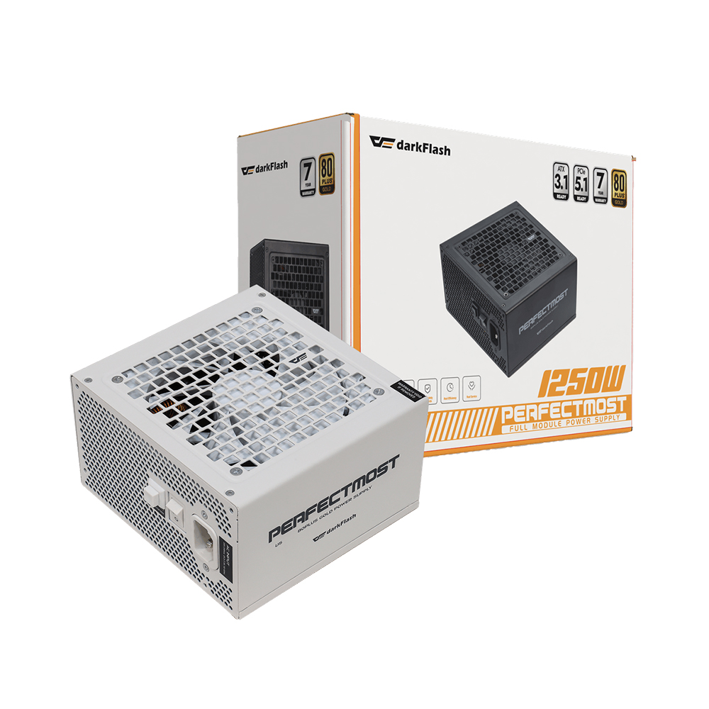 PSU DARKFLASH PMT850 GOLD - 850W White Edition (80 Plus Gold/ATX3.1/PCI-e 5.1/Full Modular)