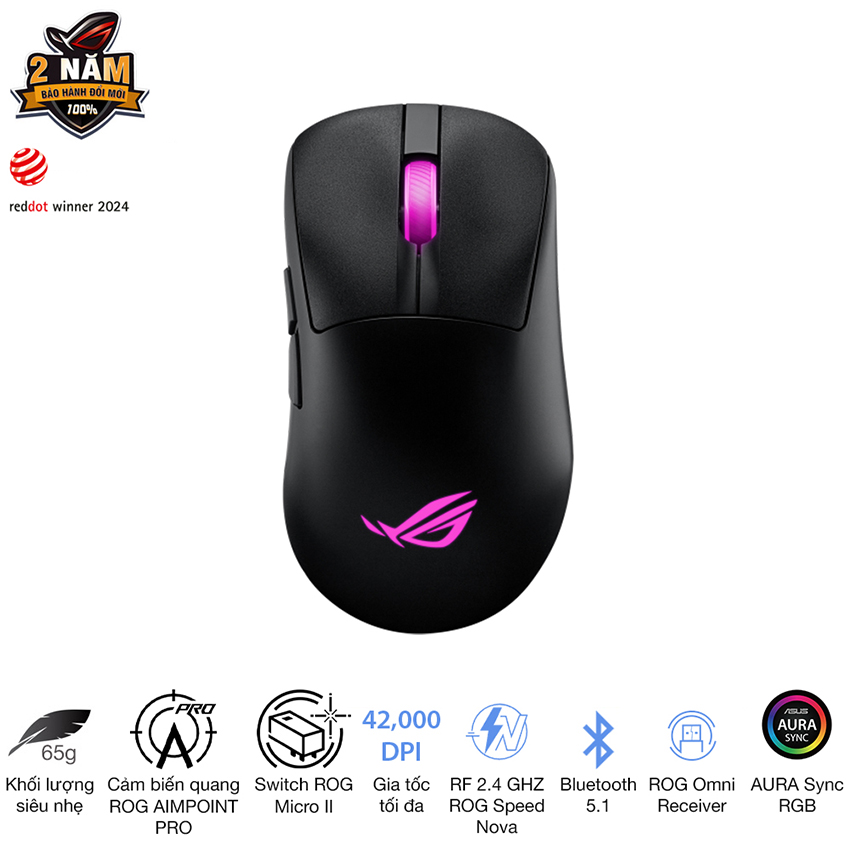 Chuột chơi game Asus ROG Keris II Origin (Màu Đen)