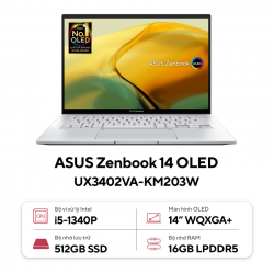 Laptop Asus ZenBook UX3402VA-KM203W (i5 1340P/16GB RAM/512GB SSD/14 Oled/Win11/Cáp/Túi/Bạc)