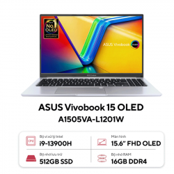 Laptop Asus VivoBook 15 Oled A1505VA - L1201W (i9 13900H/16GB RAM/512GB SSD/15.6 Oled/Win11/Bạc)