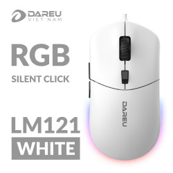 Chuột không dây DAREU LM121 White (RGB, SILENT CLICK)