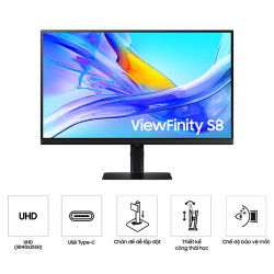 MÀN HÌNH GAMING Samsung ViewFinity S8 S80UD LS27D804UAEXXV (27 inch/UHD/IPS/60HZ/5Ms/USB-C 90W)