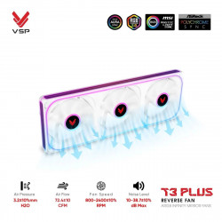Fan case VSP T3 PLUS Reverse Trắng (ARGB Infinity Mirror )