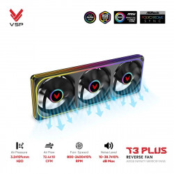 Fan case VSP T3 PLUS Normal Đen (ARGB Infinity Mirror )