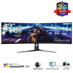 Màn hình Asus 49'' XG49VQ ROG Strix (49 inch/UHD/Super Ultra-Wide/HDR/144Hz/4ms/450cd/m²/DP+HDMI/Free Sync2/Loa 2x5W/Màn hình cong)