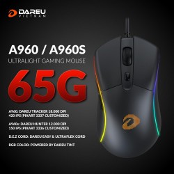Chuột chơi game DAREU A960 - ULTRALIGHT (TRACKER PWM3337, LED RGB)