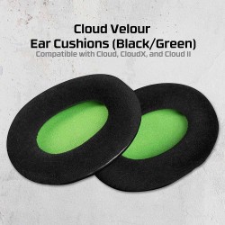 Đệm tai nghe bằng nhung (Đen/Xanh lá) Tương thích với Kingston Cloud, CloudX và Cloud II