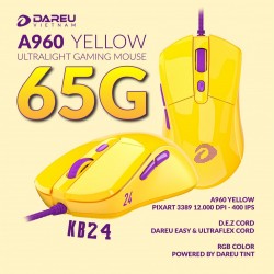 Chuột chơi game DAREU A960 YELLOW - ULTRALIGHT (PixArt PMW3389)
